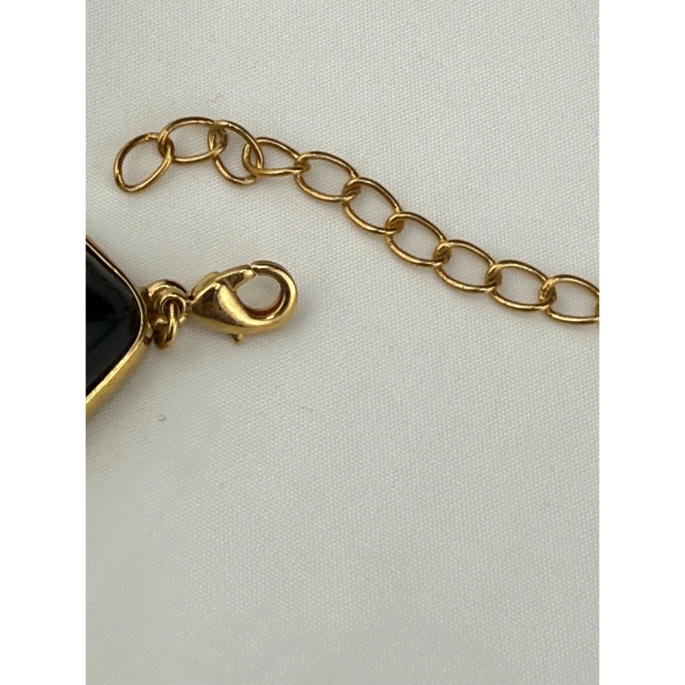 Kenneth Jay Lane Necklace Gold Tone Black Acrylic… - image 2